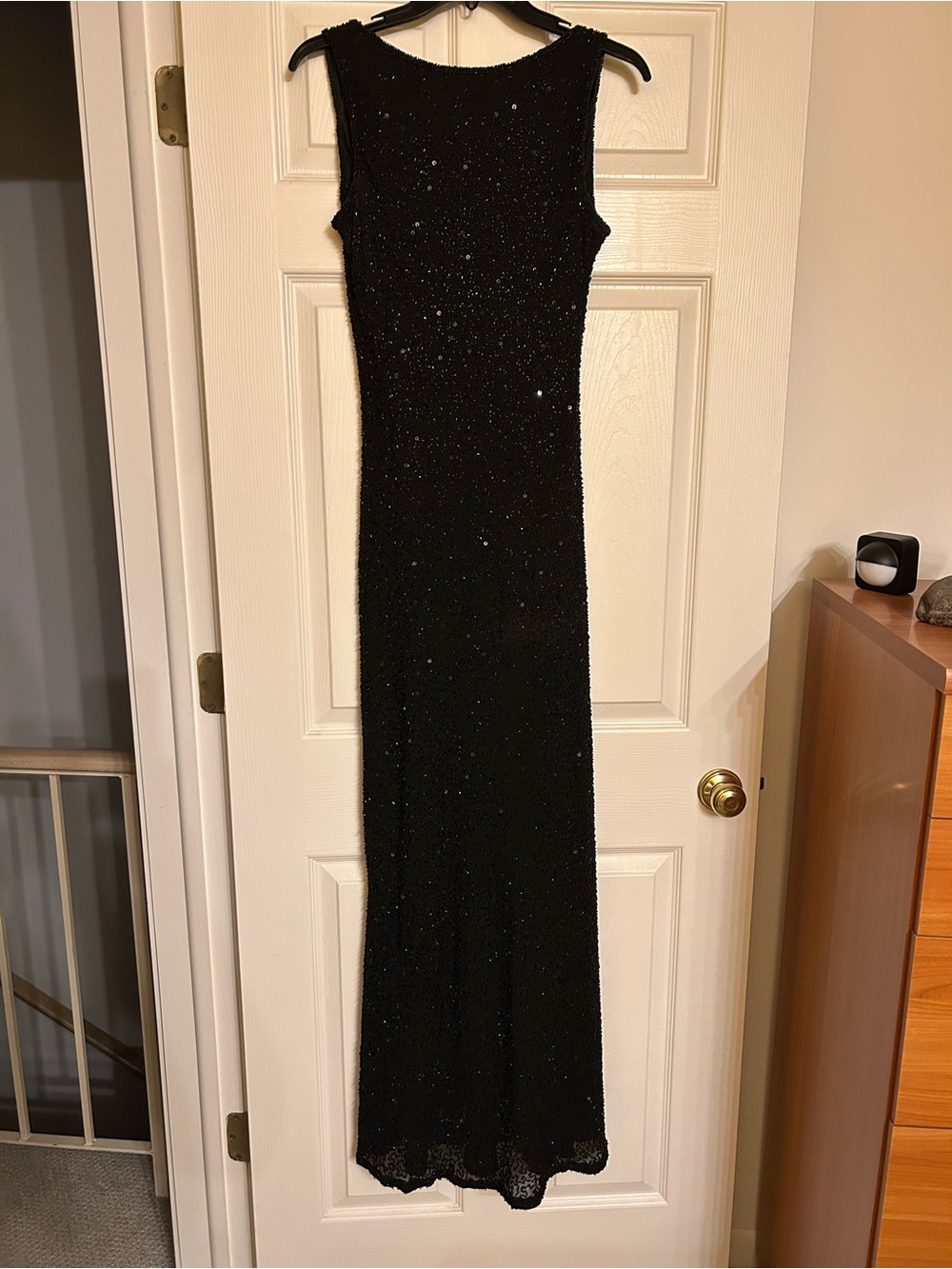 Black Sequined Evening Dress - floor length